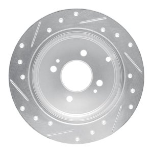 Dodge Attitude Brake Rotor (1) - Rear Right - R1 Concepts - Drilled & Slotted - Silver - `06-`12